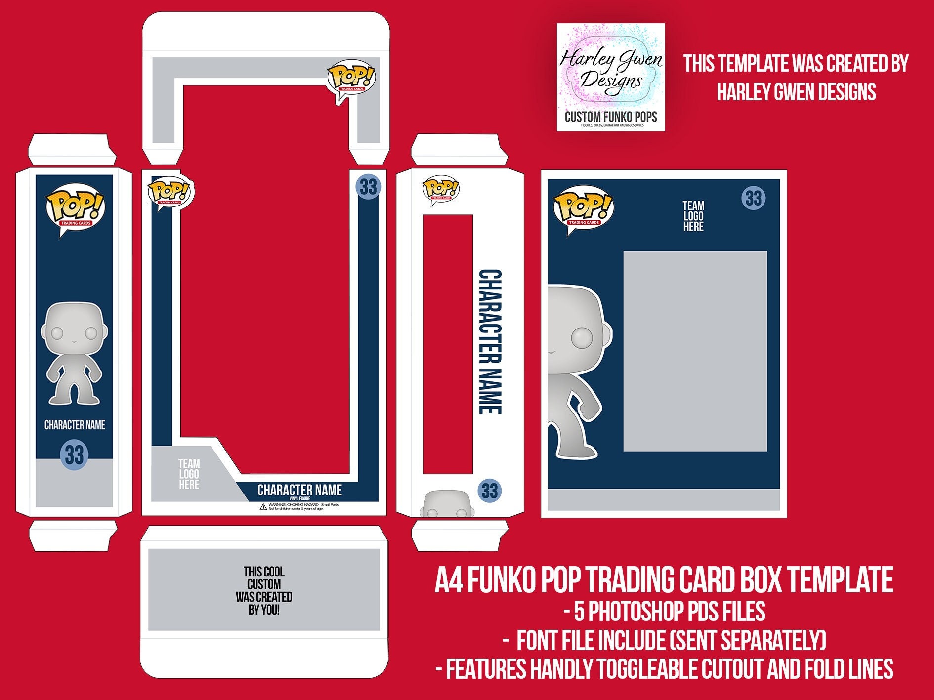 Digital POP Box Template. Photoshop Files for Creating a POP