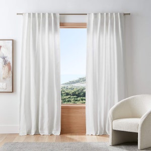 Linen Curtain Panels for Living Room, 28 Colors, Room Darkening Custom Length Linen Curtains, 50" width Curtains, Rod Pocket, Grommet