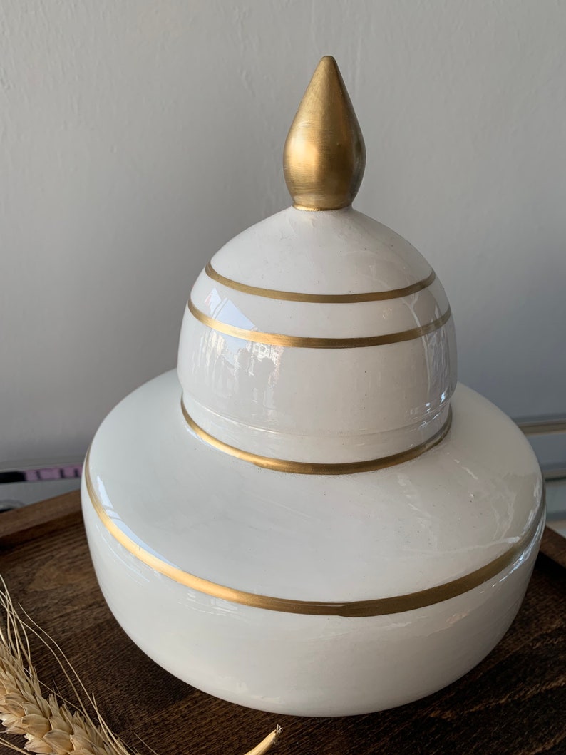 Ginger Jar Pottery Hand Made Ceramic Small Vase With Lid Gold Etsy