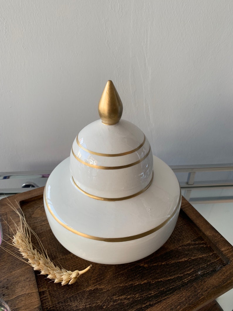 Ginger Jar Pottery Hand Made Ceramic Small Vase With Lid Gold Etsy