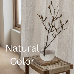 Natural Linen Curtains for Living Room, Custom Size Linen Curtain Panels for Bedroom. Linen Drapery, for track, Rod Pocket, Grommet zdjęcie 8
