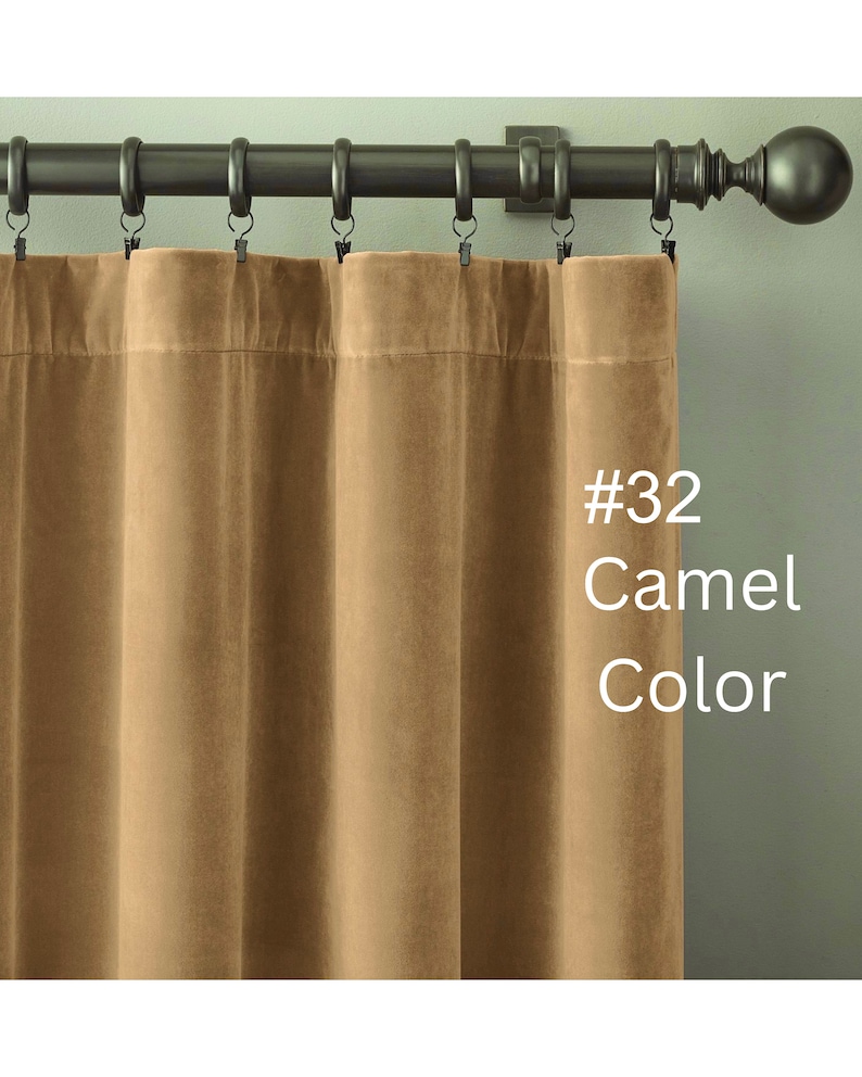 100% Blackout Velvet Curtain for Bedroom, living room, Blackout Lined Curtain Panel, Custom Size. Rod Pocket, Grommet, Hook/Ring Heading image 7