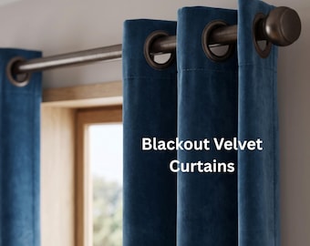 100% Blackout Velvet Curtains for Bedroom, Living Room & Nursery – Custom Size Luxury Velvet Room Darkening Curtain, Price Per Panel