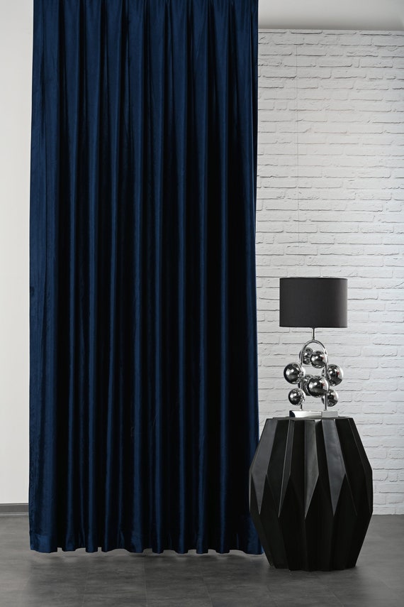 navy blue velvet curtains