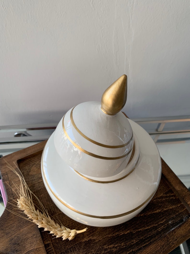 Ginger Jar Pottery Hand Made Ceramic Small Vase With Lid Gold Etsy