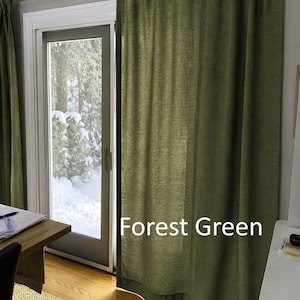Linen Curtain Panels for Living Room, Room Darkening Custom Length Linen Curtains, 50" width Curtains, Rod Pocket, Grommet