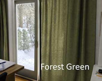 Linen Curtain Panels for Living Room, Room Darkening Custom Length Linen Curtains, 50" width Curtains, Rod Pocket, Grommet
