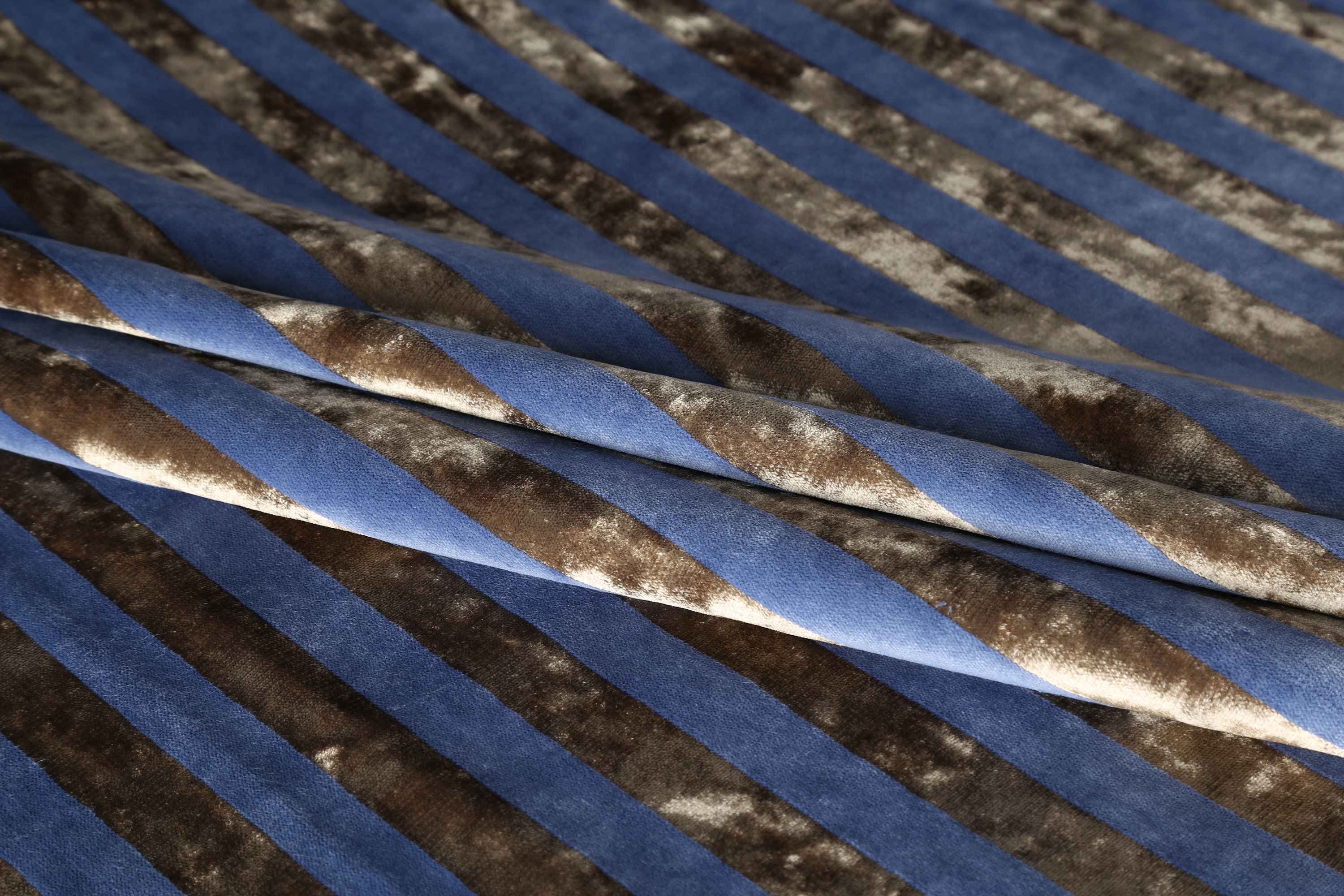 Blue Gold Striped Velvet Upholstery Fabric by Yard meter. Etsy