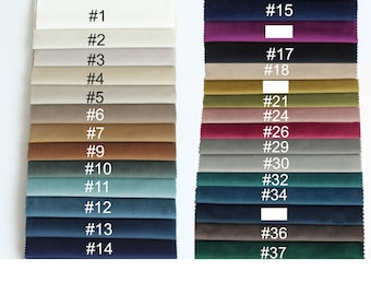 Solid Velvet Upholstery Fabric by yard (meter). Width 55". Fabric for Pillow, Furniture, Chairs, Sofa. 39 Colors