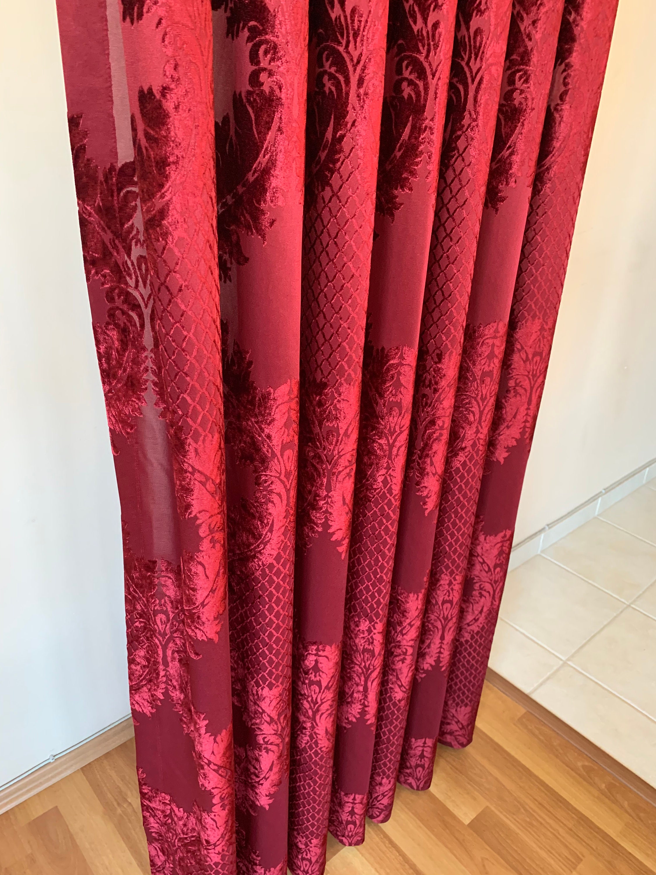 Red Velvet CurtainsBedroom Damask Drapes living room Etsy