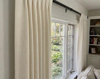 Linen Curtain Panels for Living Room, Room Darkening Custom Length Linen Curtains, 50" width Curtains, Rod Pocket, Grommet