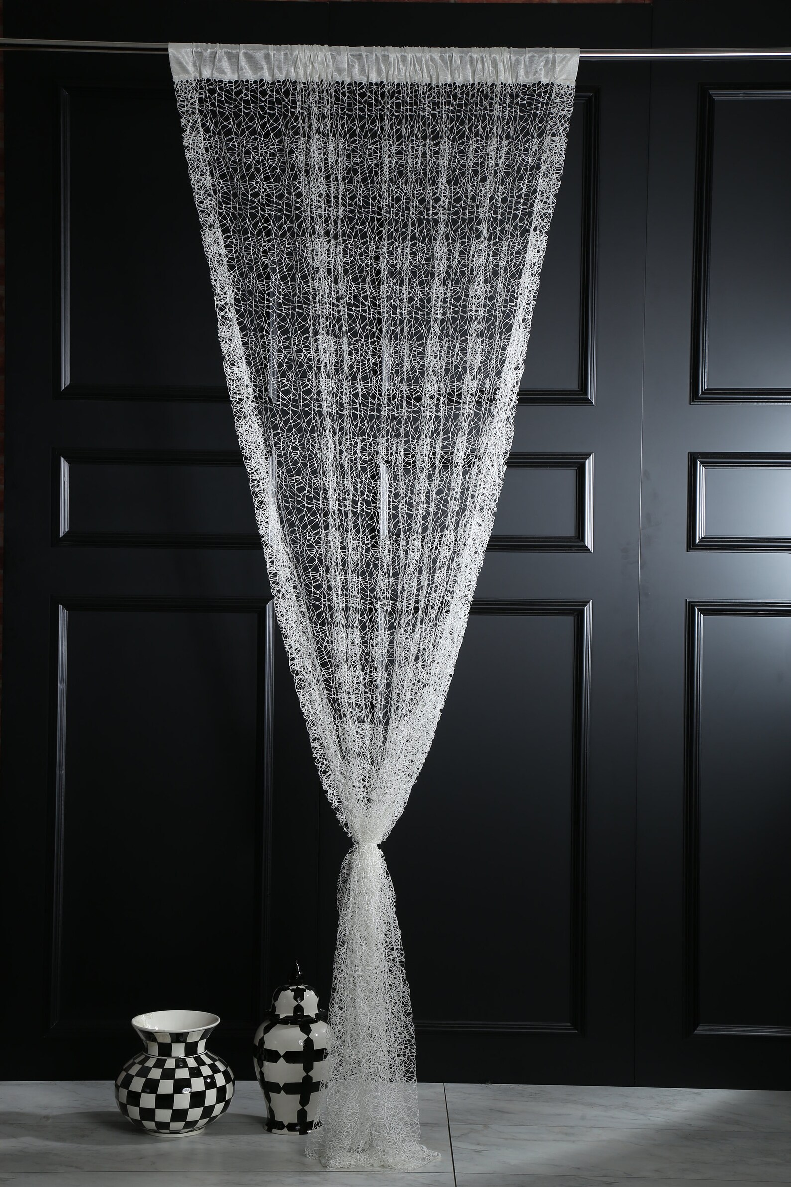 Bohemian White Net Sheer Curtain for kitchen patio garden Etsy