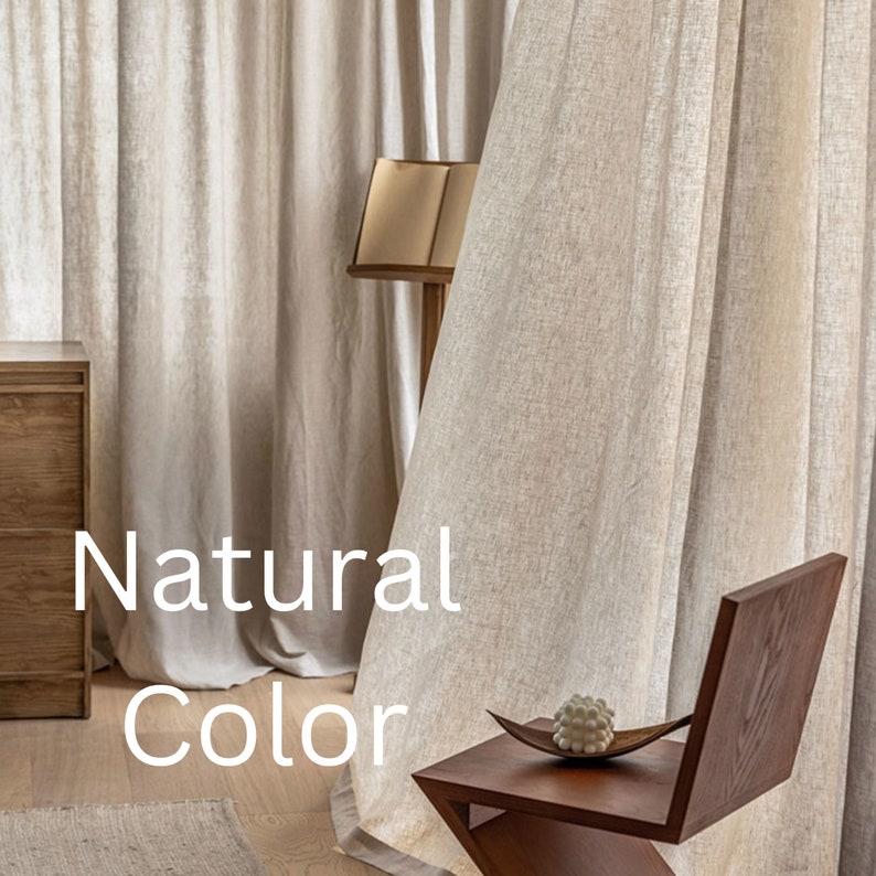 Natural Linen Curtains for Living Room, Custom Size Linen Curtain Panels for Bedroom. Linen Drapery, for track, Rod Pocket, Grommet zdjęcie 4