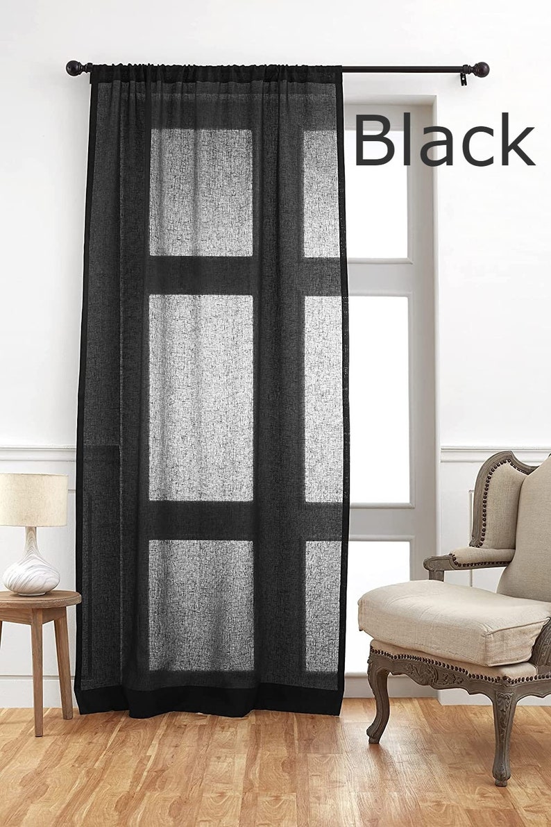 Extra Wide Linen Sheer Curtains, 23 Color Options. Custom Made Rod Pocket, Grommet, Hook and Ring Options for Rod and Curtain Track image 9