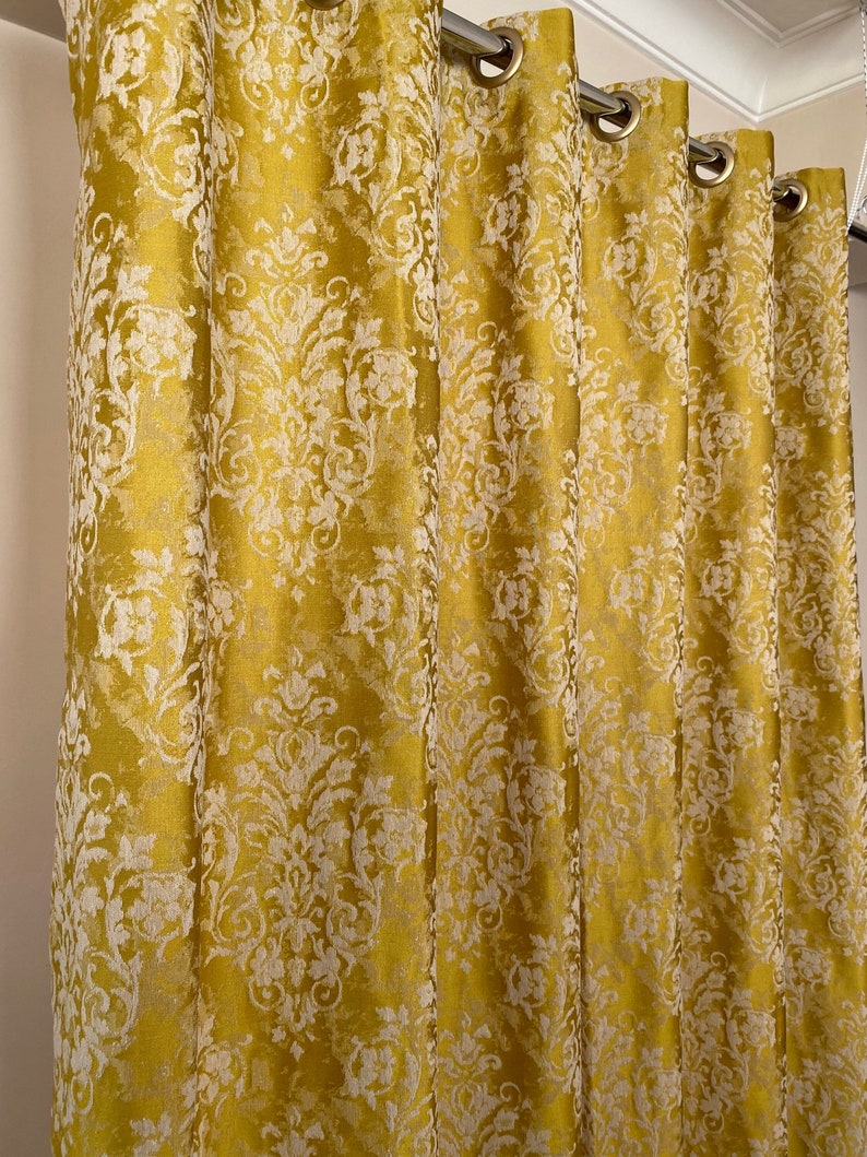 Yellow Damask Curtain Heavy Weight Cotton for Living Room Etsy