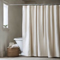 Linen Shower Curtain, Bathroom Curtain, White, Cream, Ivory, Light Gray, Custom Shower Curtain with Button-hole , Extra Wide Shower Curtain