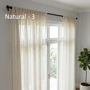 Linen Sheer Curtains, Custom Made Rod Pocket, Grommet, Hook and Ring Options for Rod and Curtain Ceiling Track