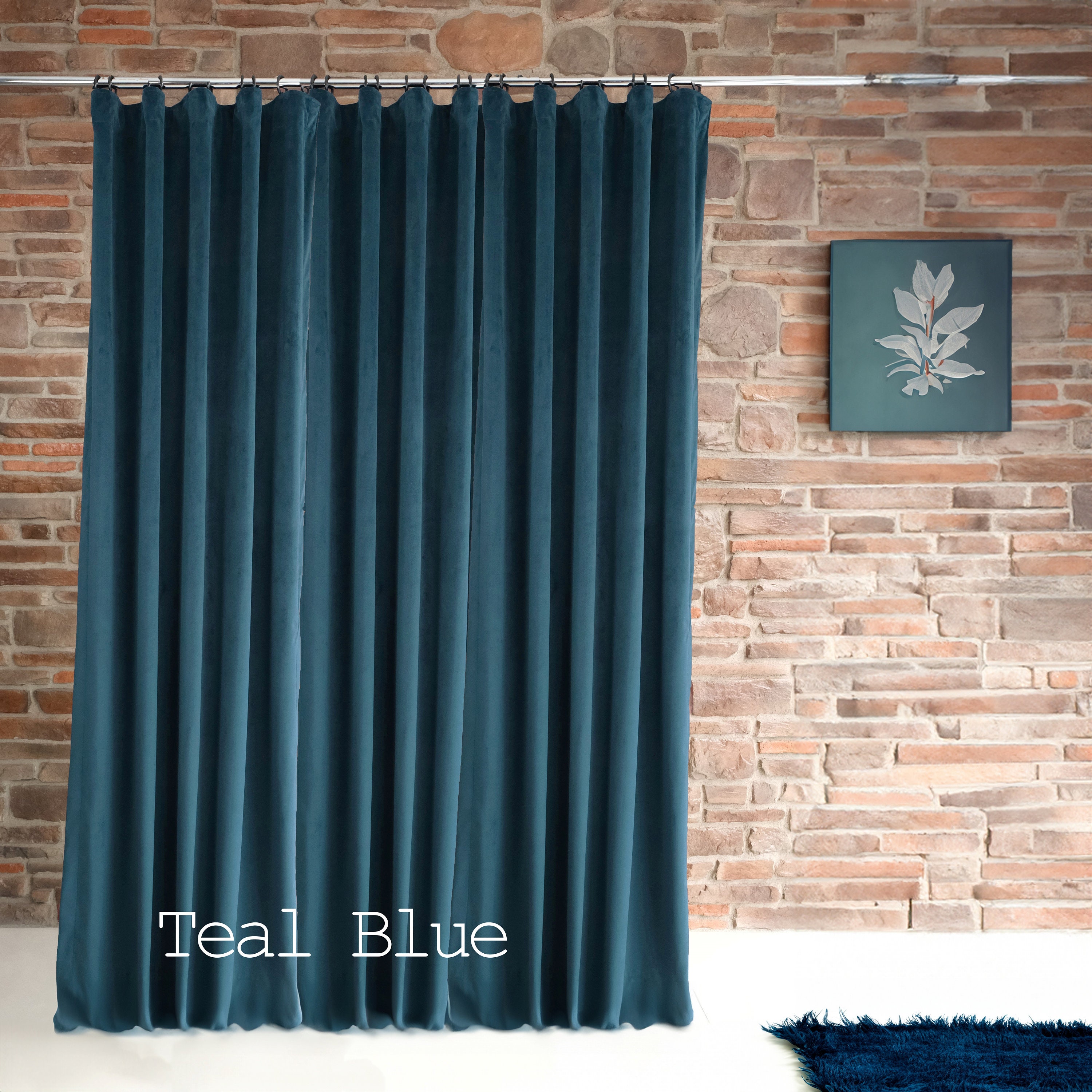 RYB HOME Blue Velvet Curtains - Room Darkening Thermal Insulated Grommet Drapes, 52x90 Inches, 2 Panels