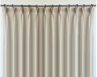 Extra Wide Double Pinch Pleated Faux Linen Curtains, 24 Colors, Custom Size Drapery panels for living room, for bedroom, for ceiling track