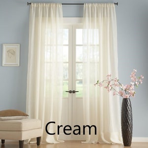 Extra Wide Linen Sheer Curtains, 23 Color Options. Custom Made Rod Pocket, Grommet, Hook and Ring Options for Rod and Curtain Track image 4