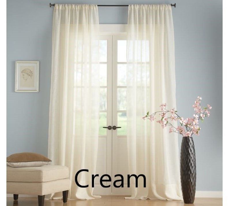 Extra Wide Linen Sheer Curtains, 23 Color Options. Custom Made Rod Pocket, Grommet, Hook and Ring Options for Rod and Curtain Track zdjęcie 4