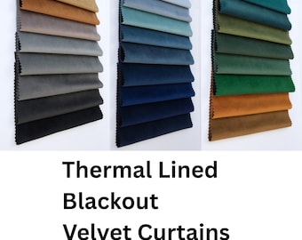 100 % Blackout Thermal Lined Velvet Curtain for Living room, Bedroom. Custom Size Rod Pocket, Grommet, Hook and Ring Options