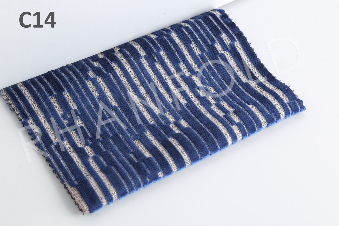 Navy Blue Durable and Soft Jacquard Velvet Upholstery Fabric Etsy
