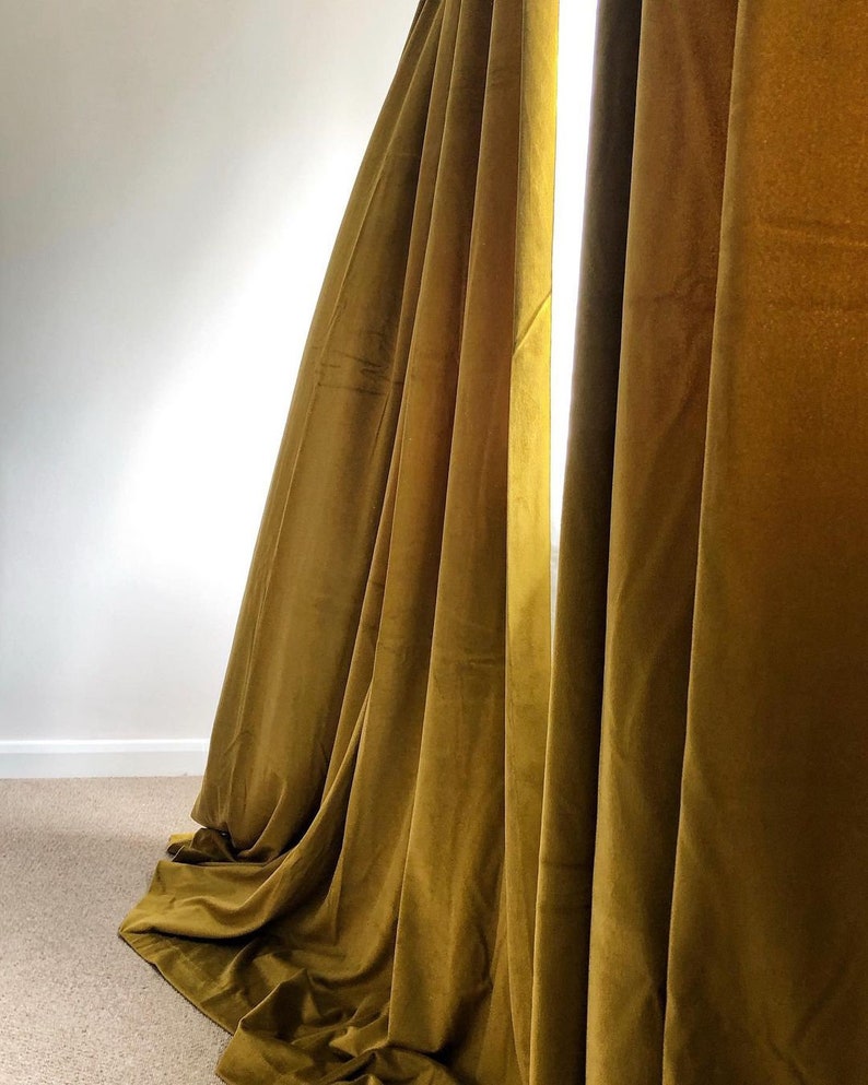 Gold Yellow Velvet Curtains. Velvet Drapery Custom Window Etsy