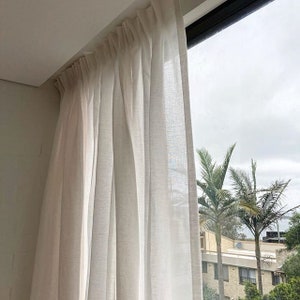 Extra Wide Linen Sheer Curtains, 23 Color Options. Custom Made Rod Pocket, Grommet, Hook and Ring Options for Rod and Curtain Track