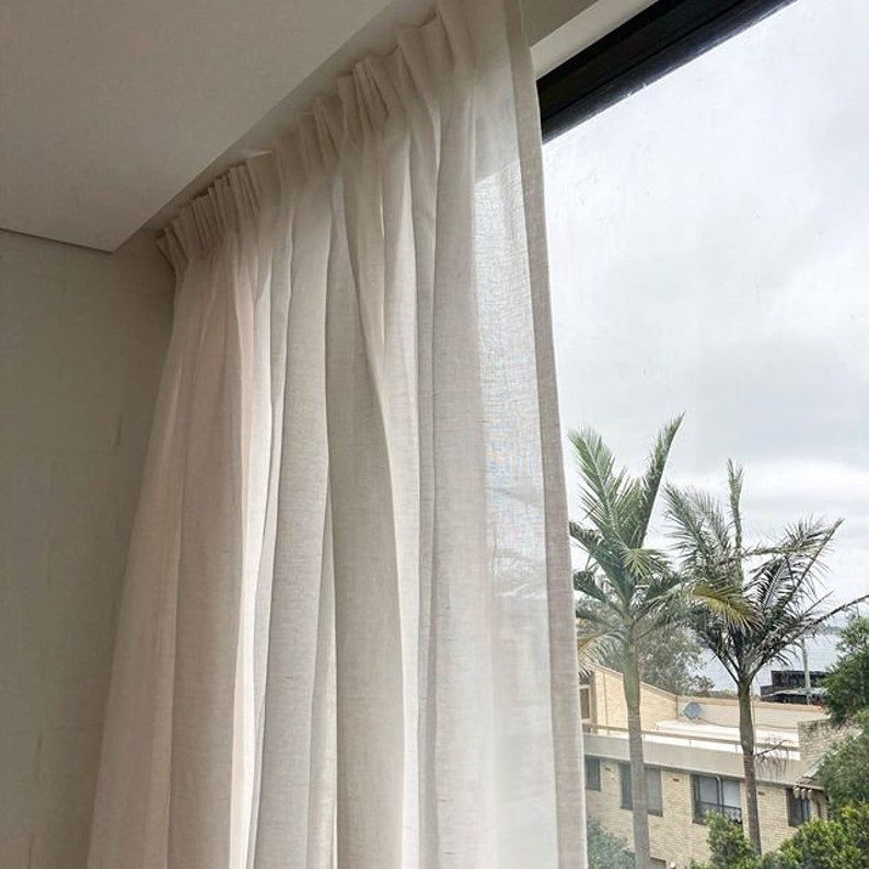 Extra Wide Linen Sheer Curtains, 23 Color Options. Custom Made Rod Pocket, Grommet, Hook and Ring Options for Rod and Curtain Track image 1