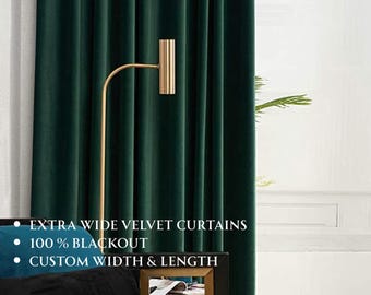 100% Blackout Velvet Curtain for Bedroom, living room, Blackout Lined Curtain Panel, Custom Size. Rod Pocket, Grommet, Hook/Ring Heading