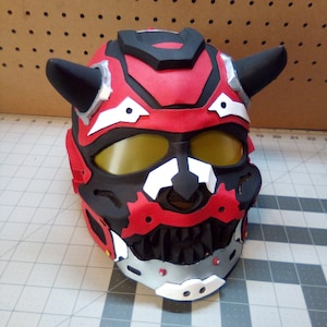 DIY Cyberpunk Oni Demon Helmet EVA Foam Template