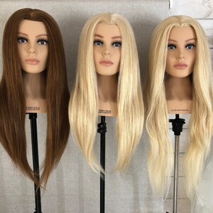 human hair mannequin head blonde