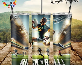 Springbok Rugby Player Tumbler - Ruck and Roll Your Way to Victory Seamless 20oz Skinny Tumbler Design - Instant Download