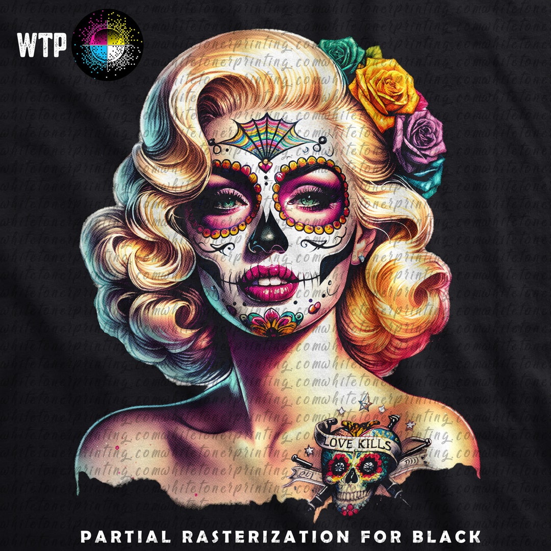 Marilyn Monroe Colorful Sugar Skull Halftone Bundle 4x Png's , Day of the Dead T-shirt Design ...