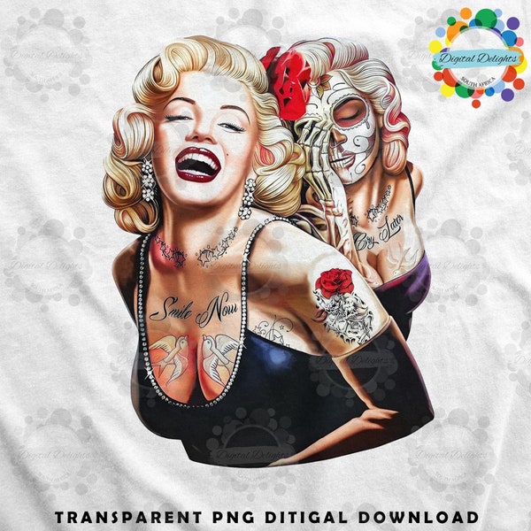 Vintage Marilyn Monroe with Day of the Dead Twist - Transparent PNG Download