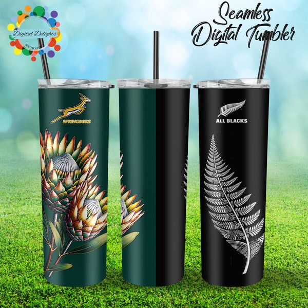 Springboks and All Blacks Rugby World Cup 2023 Seamless Tumbler Design  - Instant Download