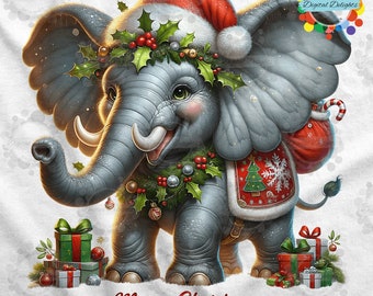 Get Festive with this Adorable Christmas Elephant - Instant Download