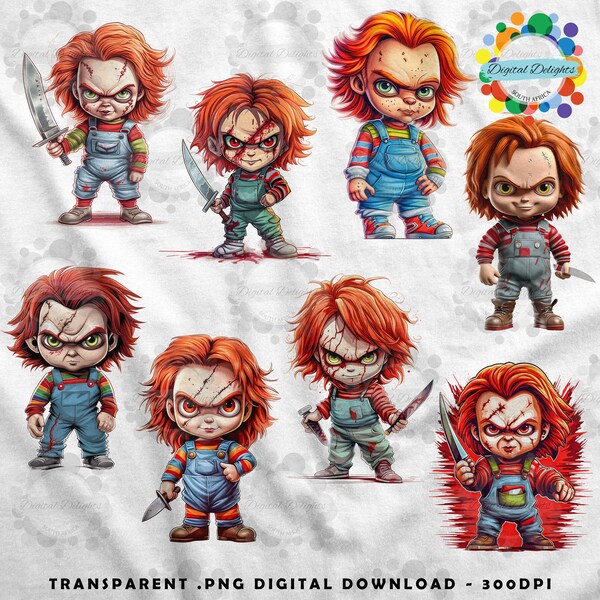 Chucky Horror Doll Collection Clipart  8 x  High Quality PNG's  Clipart, transparent .png instant download for commercial use