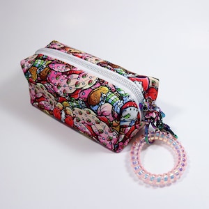 Strawberry Sweet Boxy Bag Keychain - Handmade Pouch