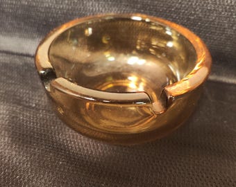 Vintage Amber Glass Ashtray MCM