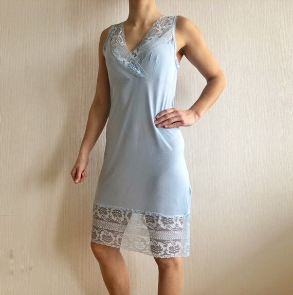Soviet Era Vintage Light Blue ingerie Lace Edge Ni