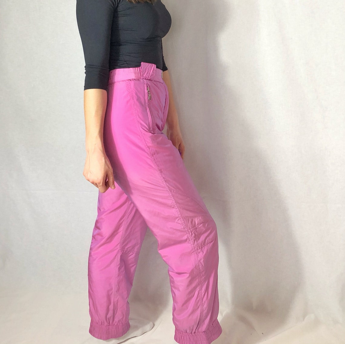 Vintage Pink Ski Pants Hipster Snowsuit Pants Winter Puffer Etsy