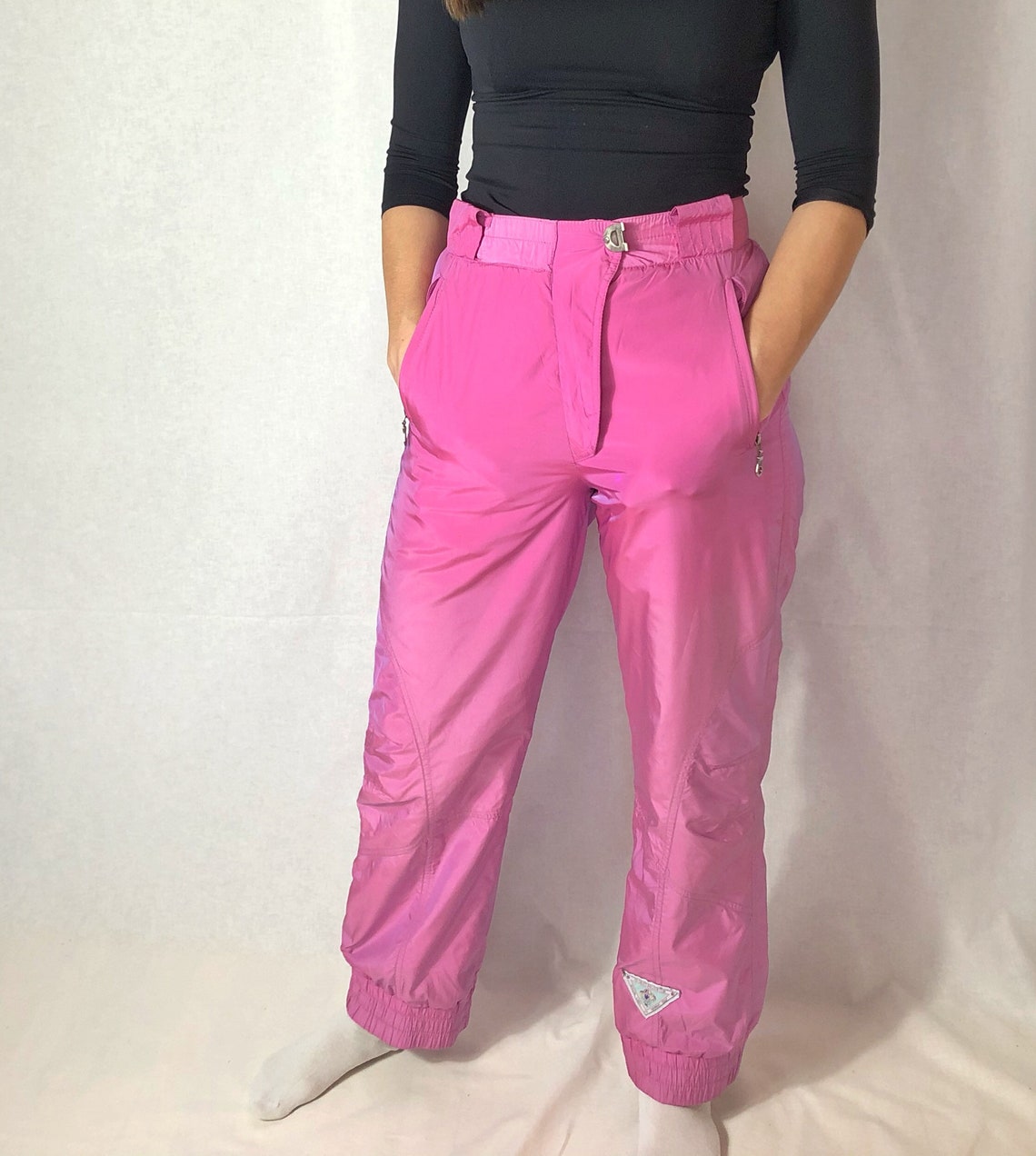 Vintage Pink Ski Pants Hipster Snowsuit Pants Winter Puffer Etsy
