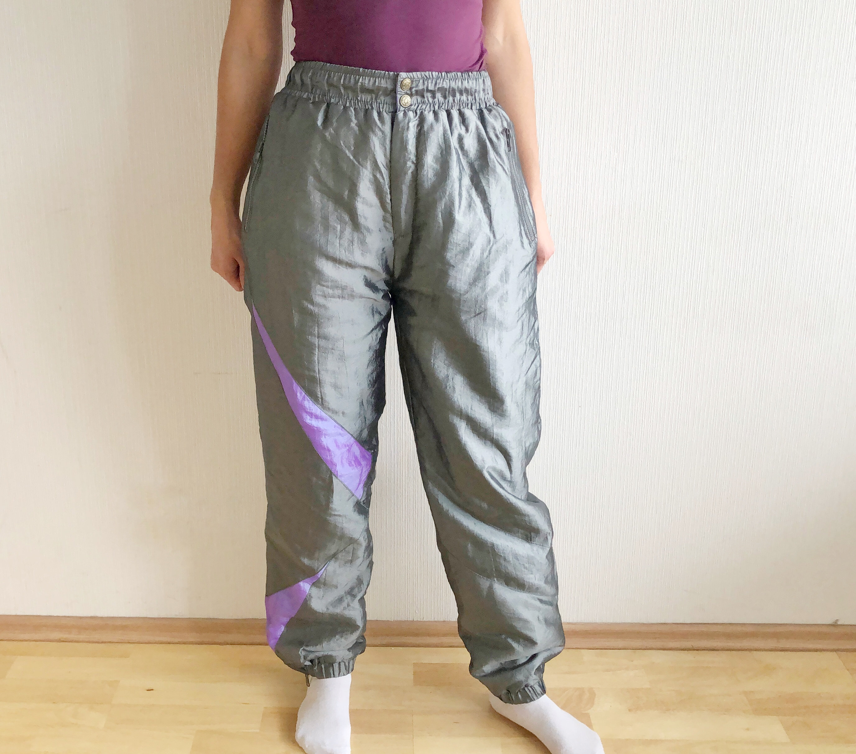 Vintage Silver Ski Pants Hipster 