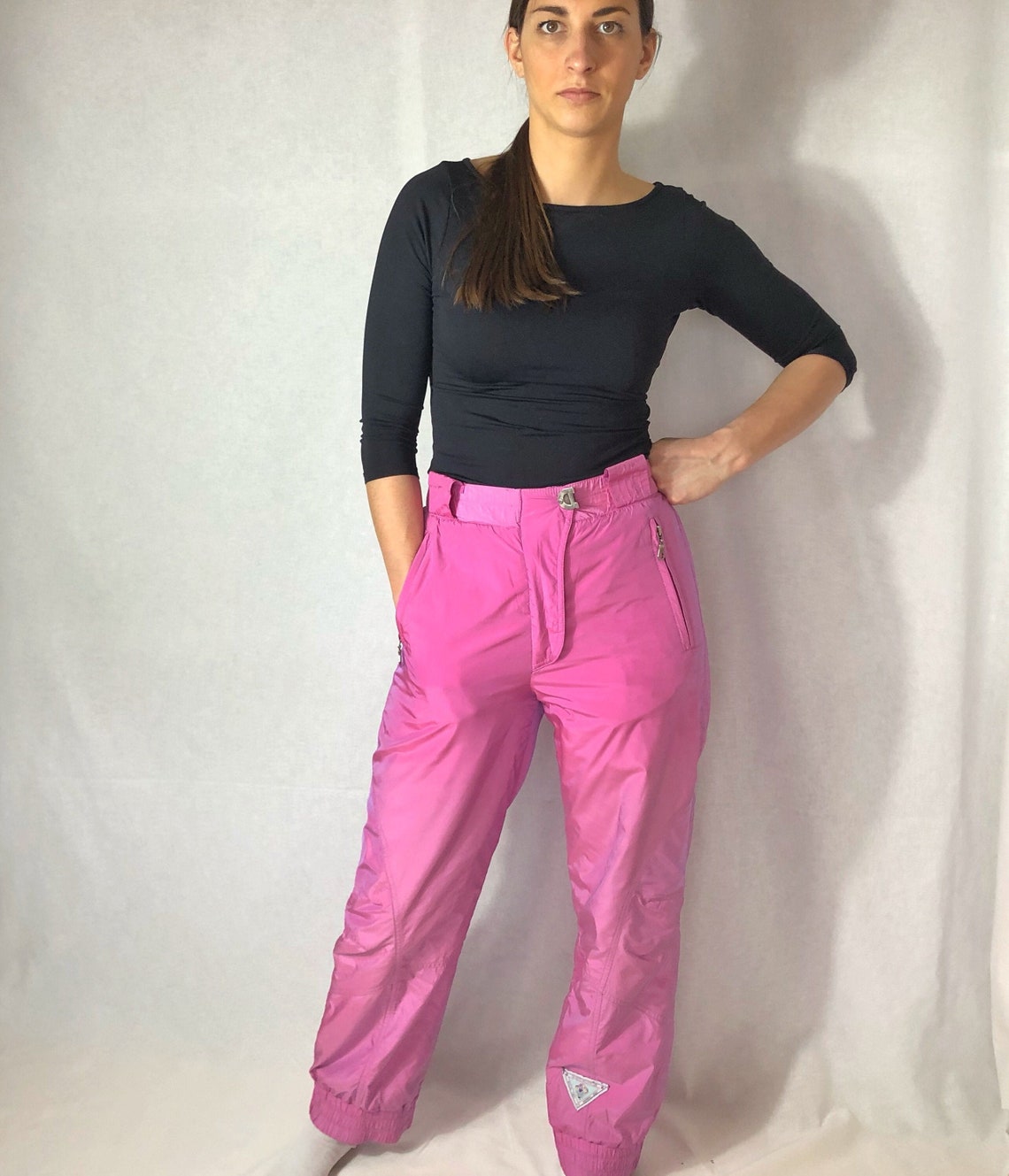 Vintage Pink Ski Pants Hipster Snowsuit Pants Winter Puffer Etsy