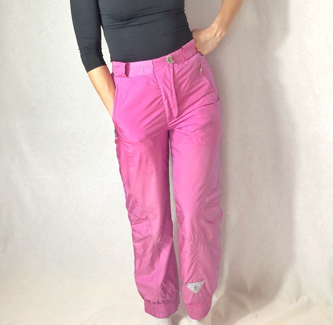 Vintage Pink Ski Pants Hipster Snowsuit Pants Winter Puffer Etsy
