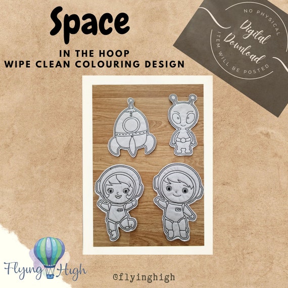 Space in the Hoop Wipe Clean Colouring Set Digital Download Etsy UK