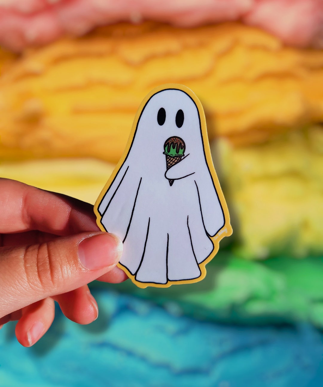 Ice-scream Ghost Sticker - Etsy