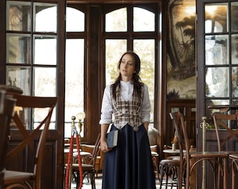 Academia Navy Blue Skirt - Vintage Style Skirt - Circle Skirt Midi Skirt, A-Line Skirt, Women's Winter Autumn Skirt, High Waisted Skirt, Retro Skirt